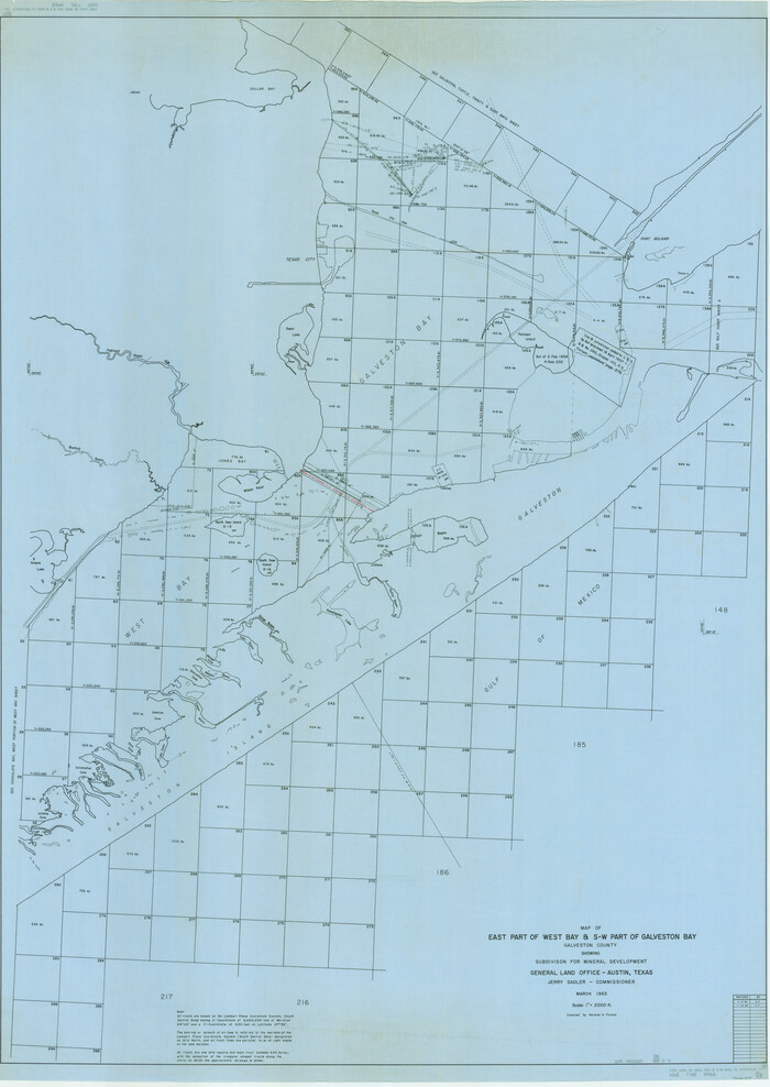 3079, Map of east part of West Bay & SW part of Galveston Bay, Galveston County showing subdivision for mineral development, General Map Collection