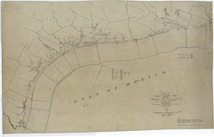 3105, Map of Texas coastal area showing submerged area to which counties along the Gulf of Mexico are entitled, General Map Collection