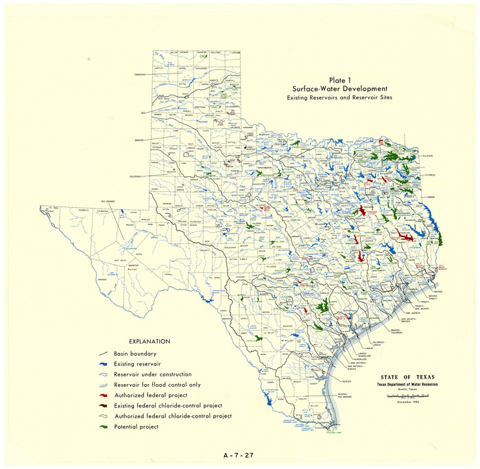 3128, State of Texas, Plate 1: Surface-Water Development, Existing Reservoirs and Reservoir Sites, General Map Collection
