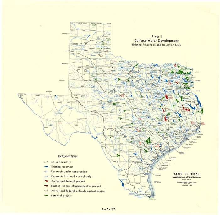 3128, State of Texas, Plate 1: Surface-Water Development, Exisiting Reservoirs and Reservoir Sites, General Map Collection