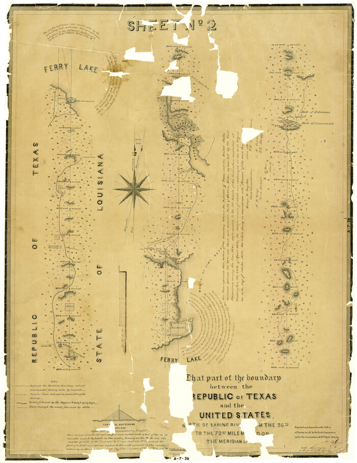 3132, That part of the boundary between the Republic of Texas and the United States, North of Sabine River from the 36th to the 72nd Mile Mound on the Meridian Line (Sheet No. 2), General Map Collection
