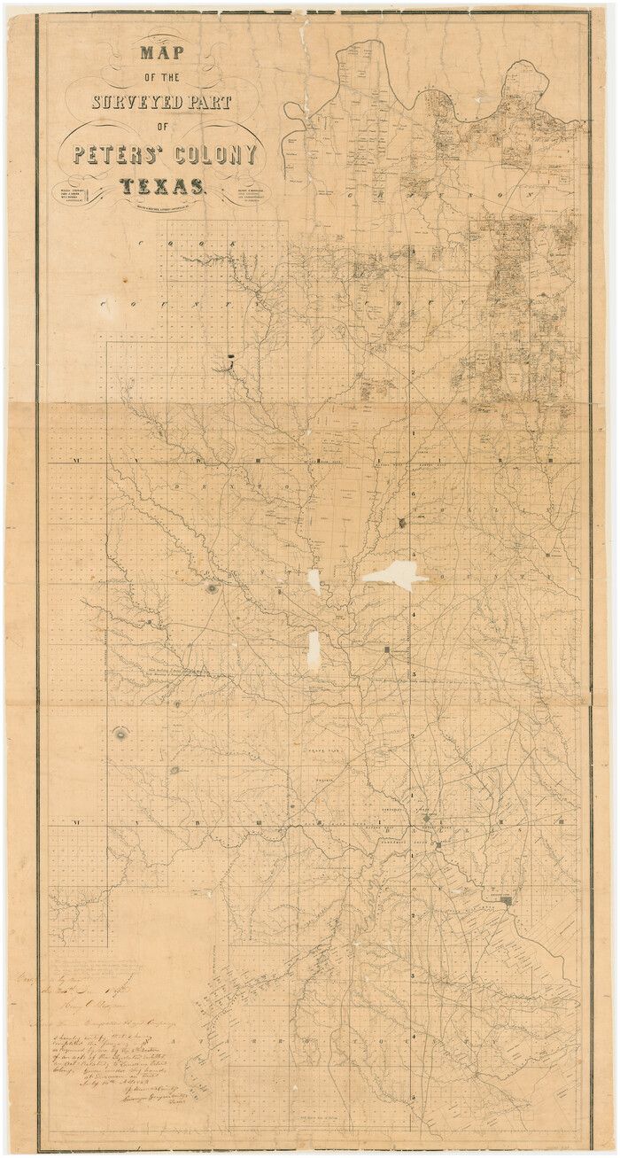 3155, Map of The Surveyed Part of Peters Colony Texas, General Map Collection