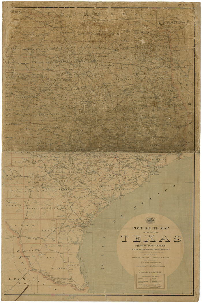 3163, Post Route Map of the State of Texas, Showing Post Offices with the Intermediate Distances on Mail Routes, General Map Collection