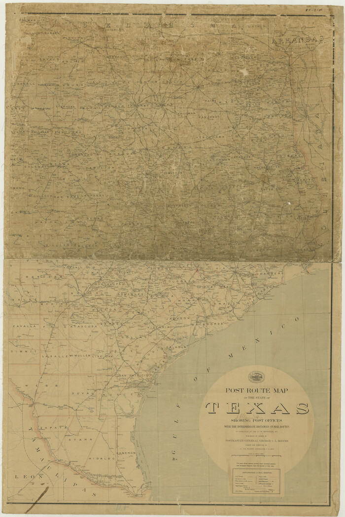 3163, Post Route Map of the State of Texas, Showing Post Offices with the Intermediate Distances on Mail Routes
