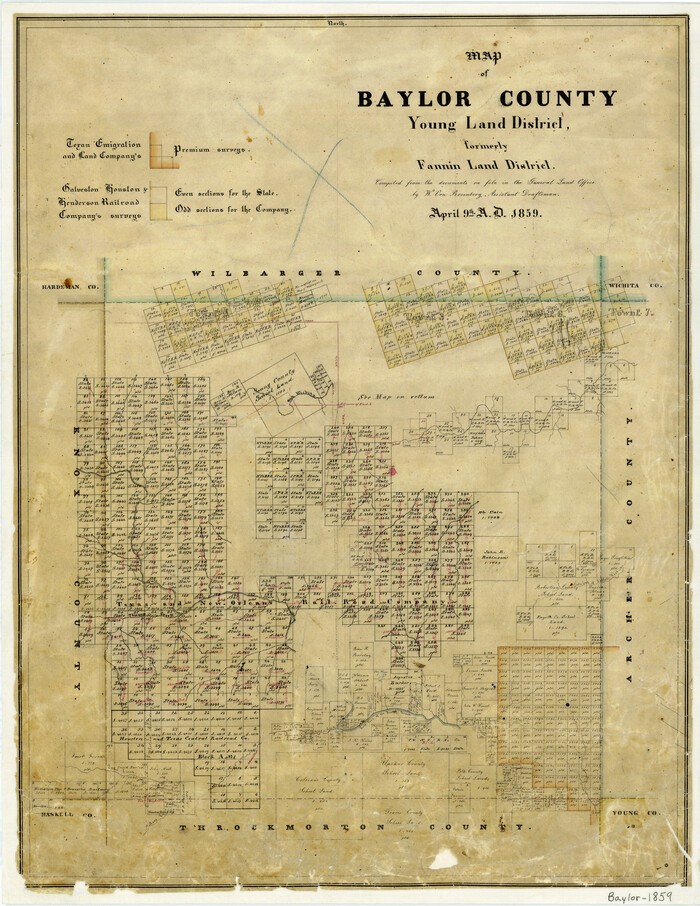 3281, Map of Baylor County Young Land District, formely Fannin District, General Map Collection