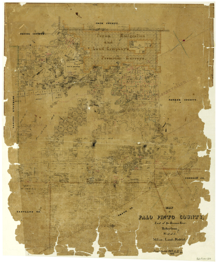 3935, Map of Palo Pinto County, east of the Brazos River, Robertson - west of it, Milam Land District, General Map Collection