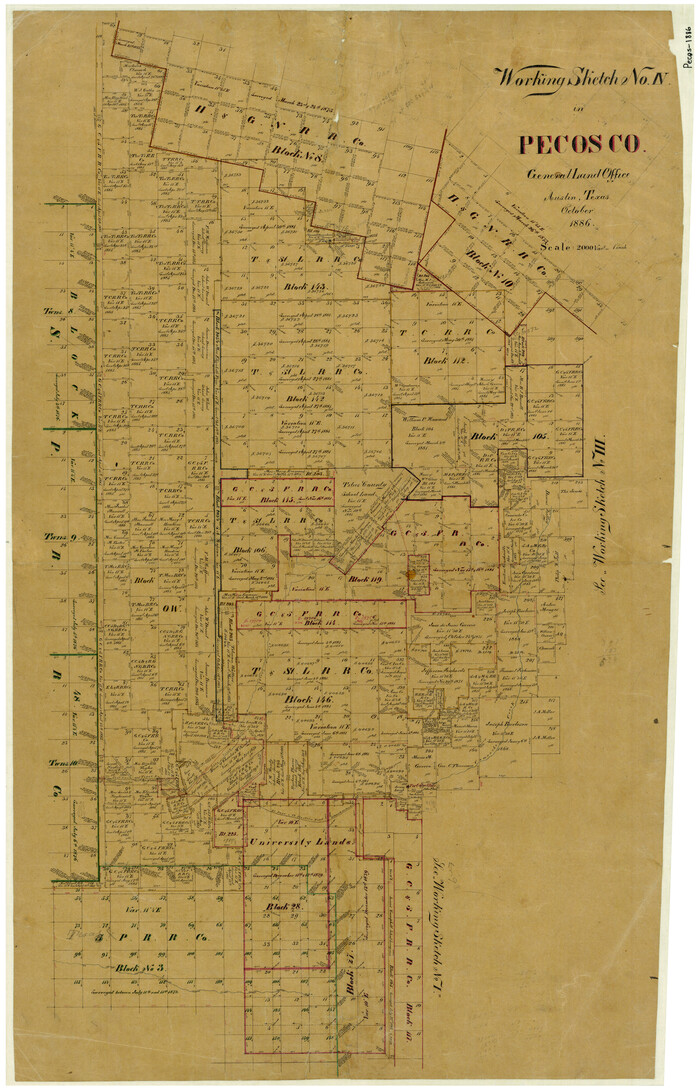 3954, Working Sketch No. IV in Pecos County, General Map Collection
