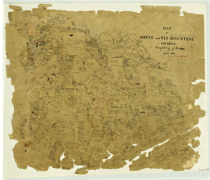 4008, Map of Sabine and San Augustine Counties, General Map Collection