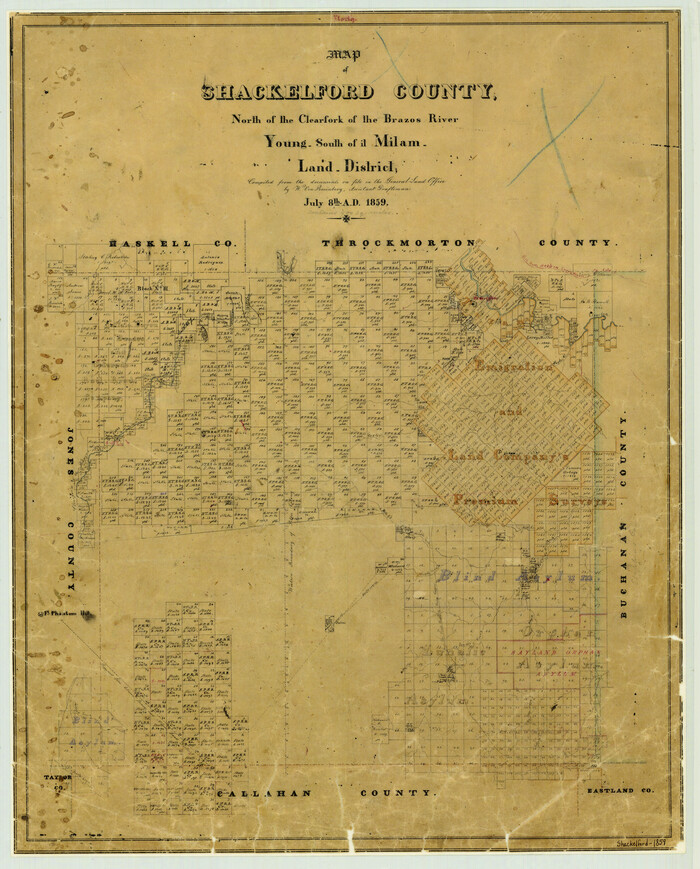 4027, Map of Shackelford County, North of the Clearfork of the Brazos River Young - South of il Milam - Land District, General Map Collection