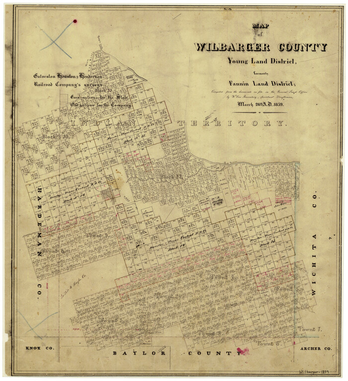 4146, Map of Wilbarger County Young Land District formerly Fannin Land District, General Map Collection