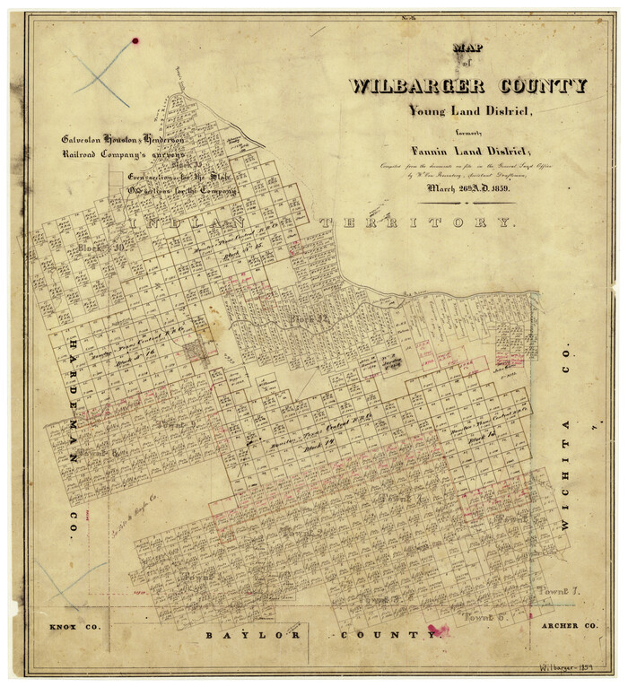 4146, Map of Wilbarger County Young Land District formerly Fannin Land District, General Map Collection