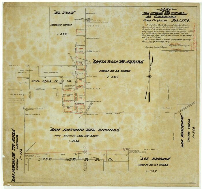 4456, Map of the San Antonio del Encinal as Corrected, Maddox Collection