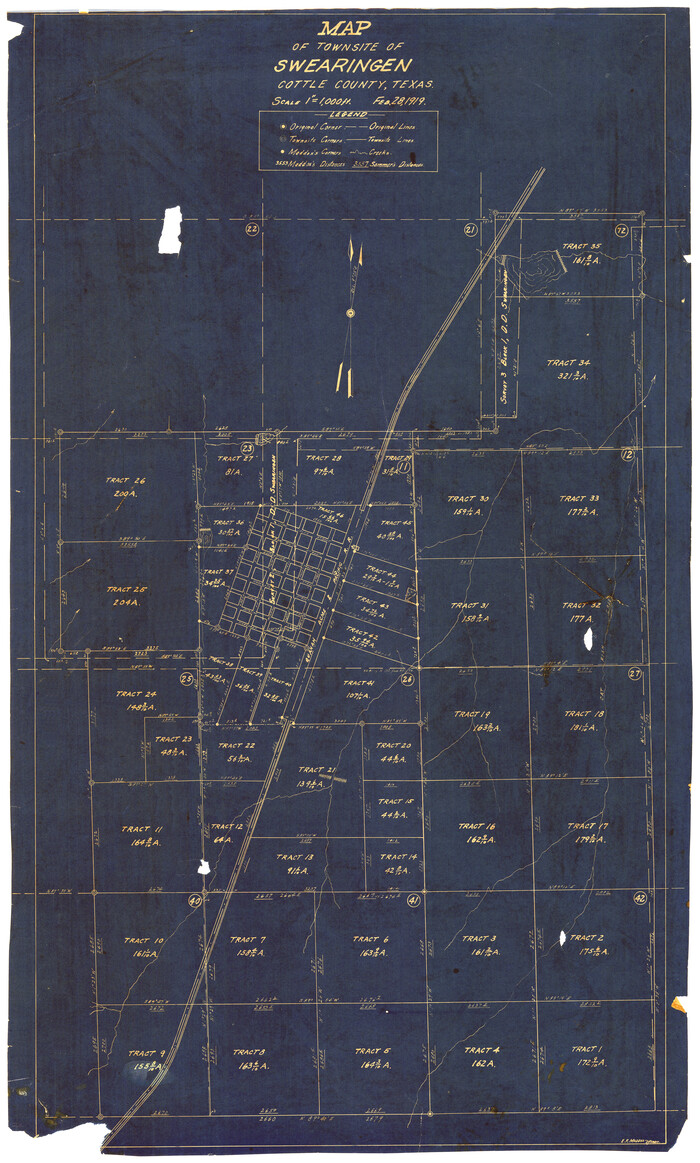 4463, Map of Townsite of Swearingen, Cottle County, Texas, Maddox Collection
