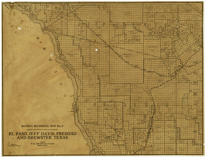 4476, Revised Sectional Map No. 5 showing land surveys in parts of counties of El Paso, Jeff Davis, Presidio and Brewster, Texas, Maddox Collection