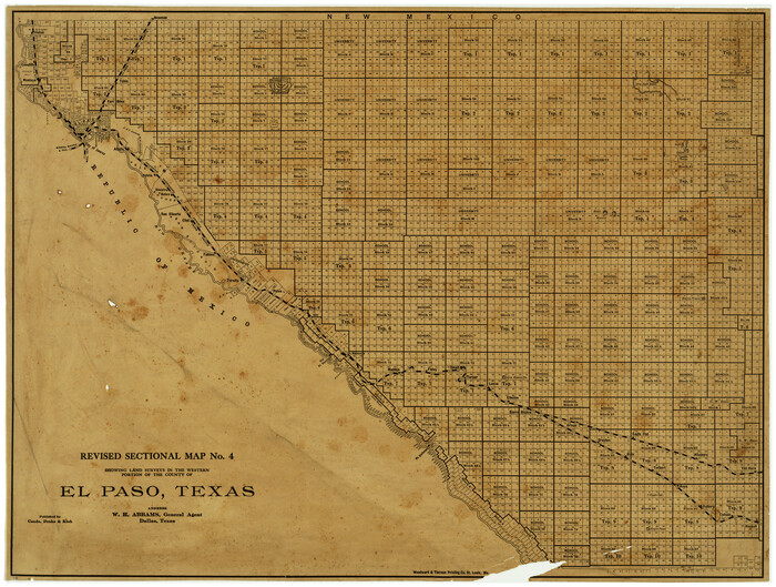 4477, Revised Sectional Map No. 4 showing land surveys in the western portion of the county of El Paso, Texas, Maddox Collection