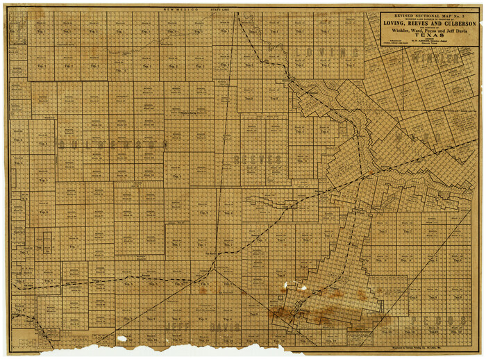 4478, Revised Sectional Map No. 3 showing land surveys in counties of Loving, Reeves and Culberson and portions of Winkler, Ward, Pecos and Jeff Davis, Texas, Maddox Collection