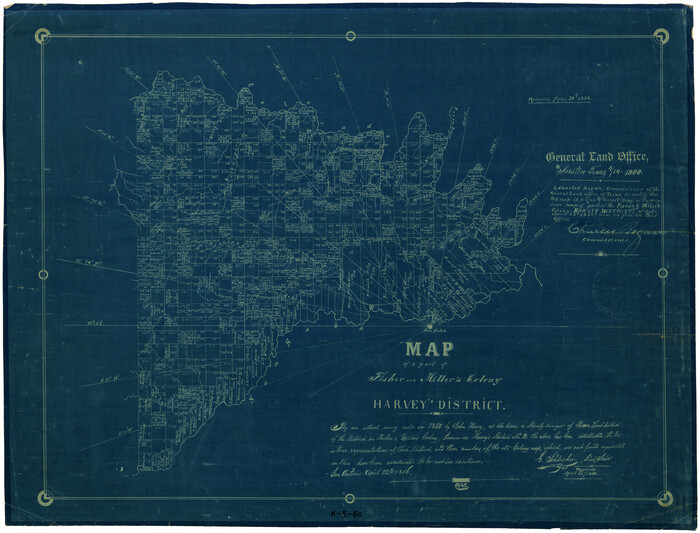 4657, Map of a part of Fisher and Miller's Colony - Harvey's District, General Map Collection
