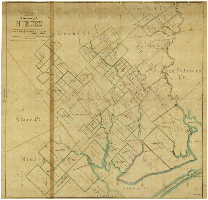 4677, Map of the County of Nueces and portions of adjoining counties showing the locality, dates and claimants of the several grants made by the government of Spain and Mexico, General Map Collection