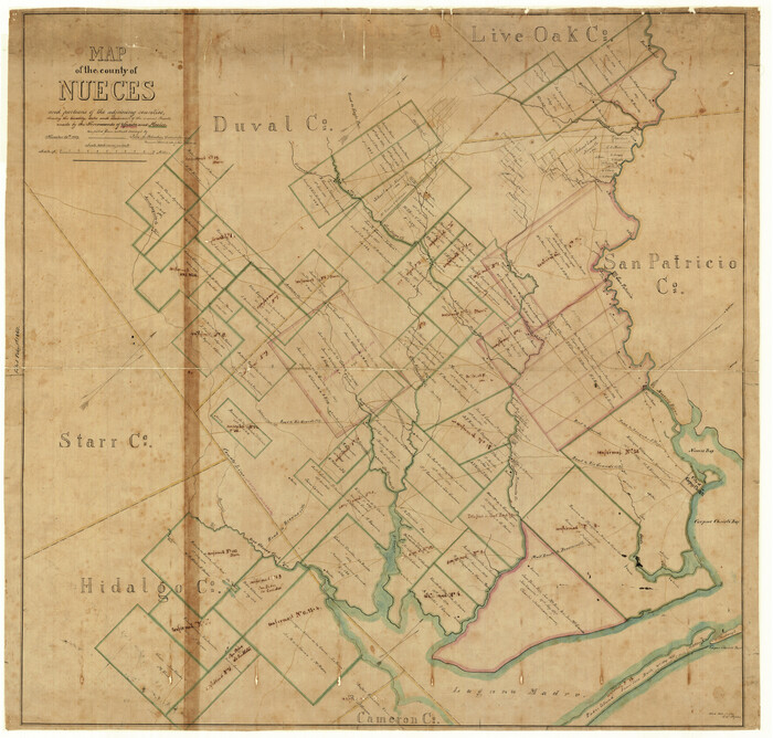 4677, Map of the County of Nueces and portions of adjoining counties showing the locality, dates and claimants of the several grants made by the government of Spain and Mexico, General Map Collection