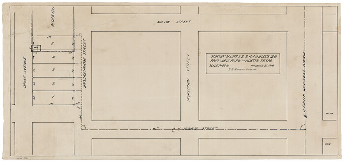 472, Survey of Lots 1, 2, 3, 4 and 5, Block 12G Fair View Park, Austin Texas, Maddox Collection