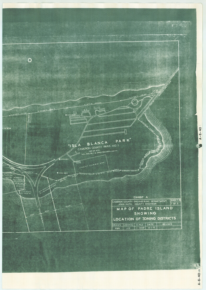 4813, Map of Padre Island Showing Location of Zoning Districts, General Map Collection