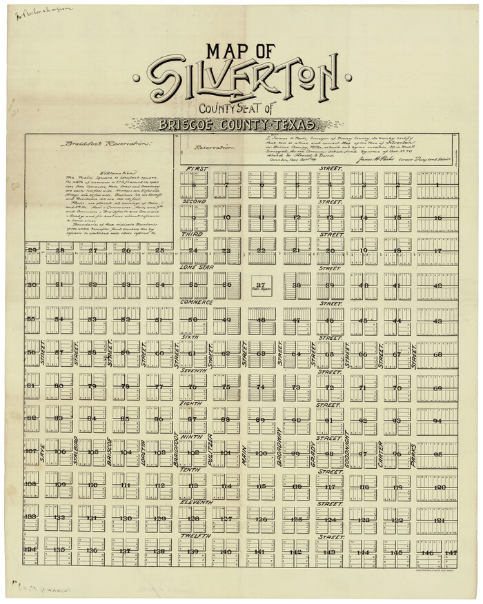 4832, Map of Silverton, County Seat of Briscoe County, Texas, General Map Collection

