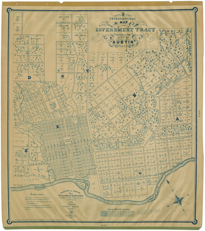 4842, A Topographical Map of the Government Tract Adjoining the City of Austin, General Map Collection
