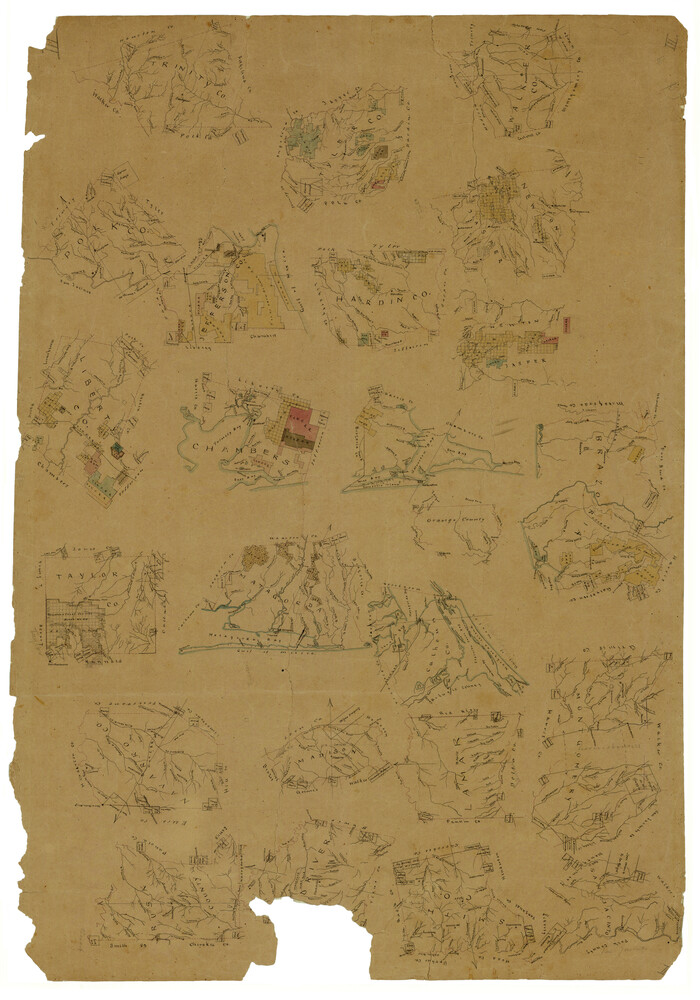 [Drawings of individual counties for Pressler and Langermann's 1879 Map of Texas]