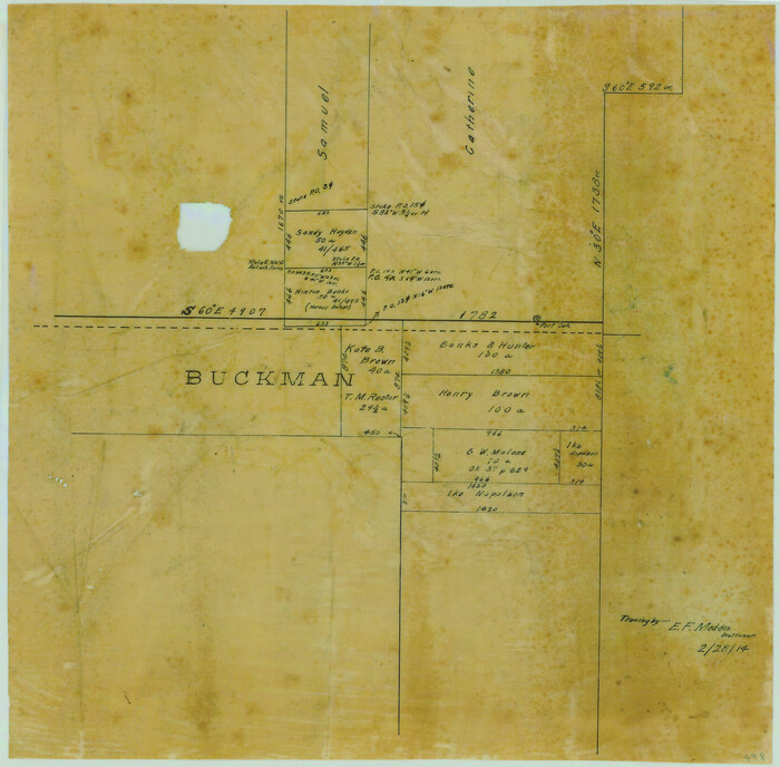 498, [Surveying Sketch of Buckman, et al in Unknown County], Maddox Collection