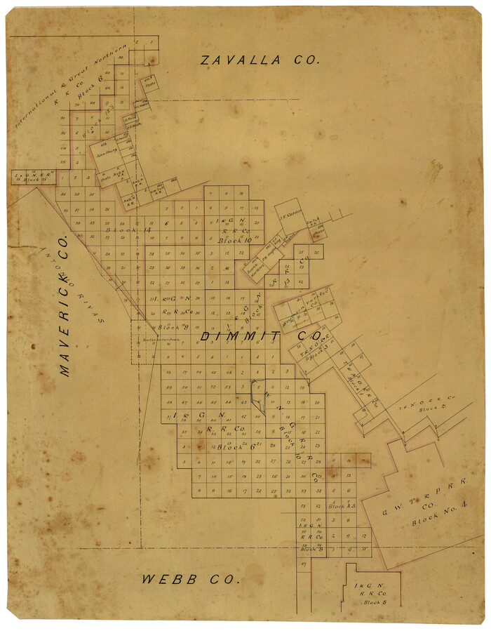 5045, [Sketch Showing Surveys in Dimmit County, Texas], Maddox Collection
