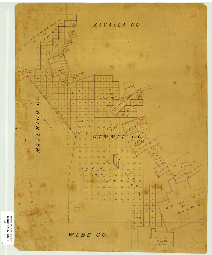 5045, [Sketch Showing Surveys in Dimmit County, Texas], Maddox Collection