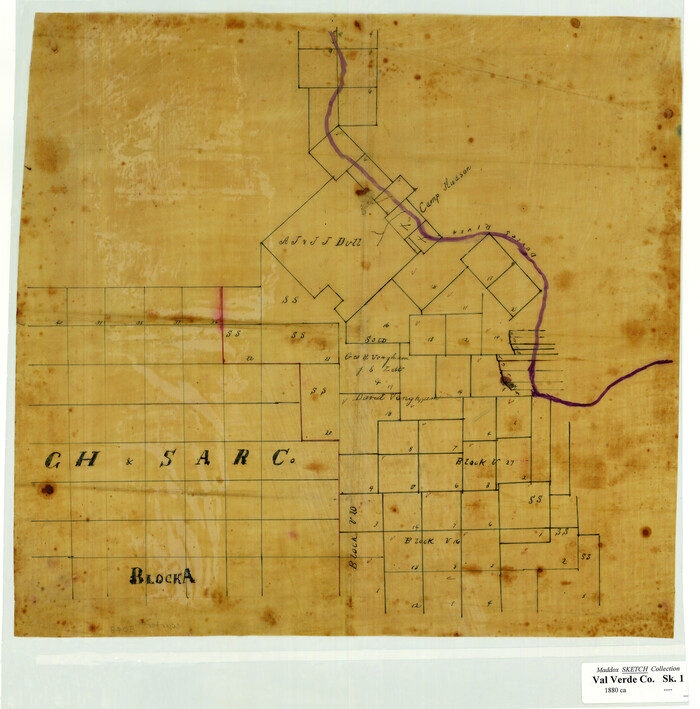 5048, [Sketch of surveys in Val Verde County], Maddox Collection