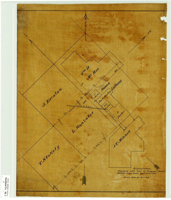 5071, [Sketch Showing L. Gonzales, Wm. H. McBee and adjacent surveys, Kaufman County, Texas], Maddox Collection