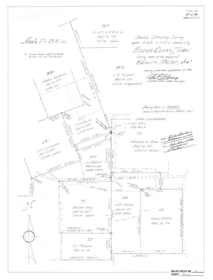 5150, Blanco County Rolled Sketch 14, General Map Collection