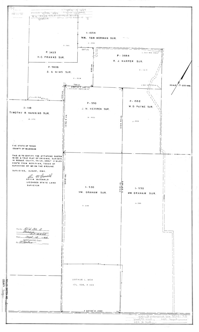 5160, Bosque County Rolled Sketch 2, General Map Collection