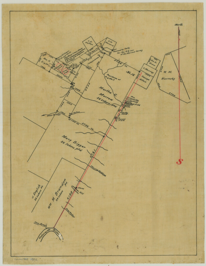 522, [Surveying Sketch of Martha G. Morrow, Mary Bigger, et al in Travis County], Maddox Collection