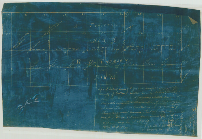 523, [Surveying Sketch of A. Forsythe Block B and R. M. Thomson Block M in Cottle County, Texas], Maddox Collection