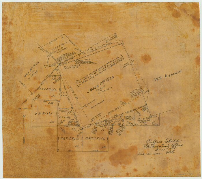 543, [Office Sketch of Jesse McGee survey in Sabine and Newton Counties], Maddox Collection