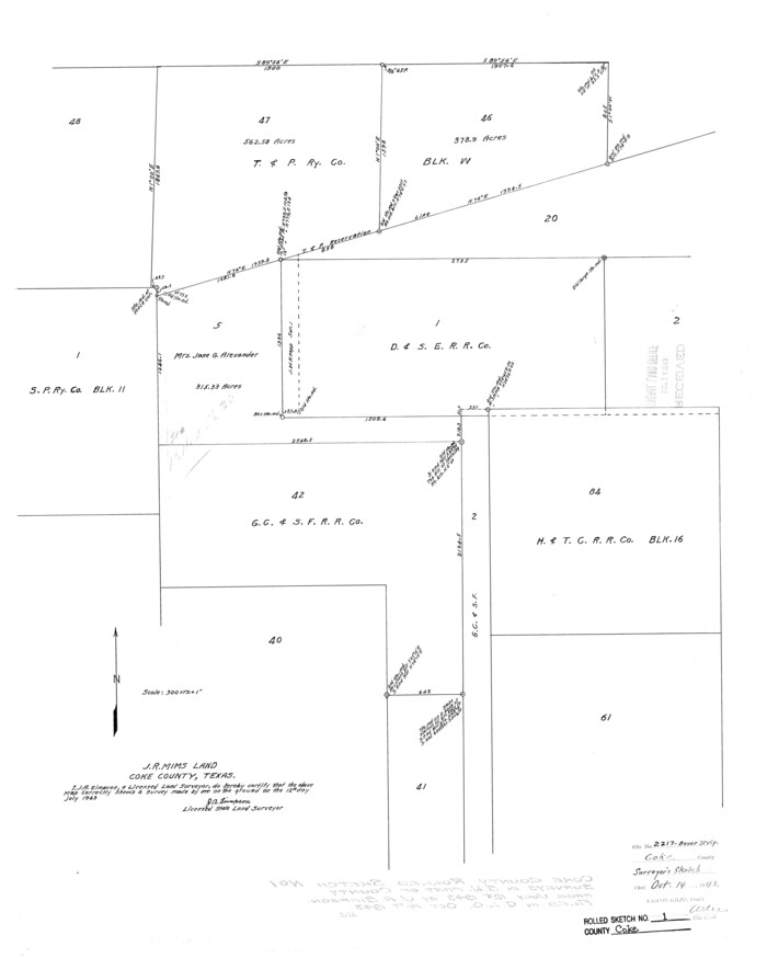 5503, Coke County Rolled Sketch 1, General Map Collection
