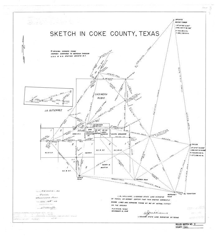 5505, Coke County Rolled Sketch 5, General Map Collection