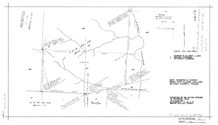 5522, Coke County Rolled Sketch 21, General Map Collection