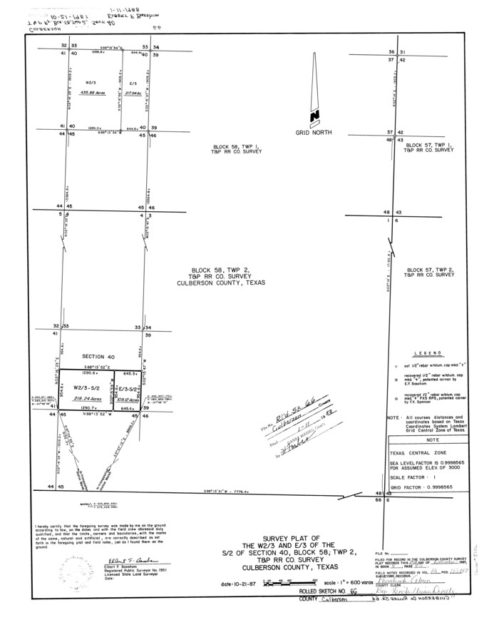 5682, Culberson County Rolled Sketch 66, General Map Collection
