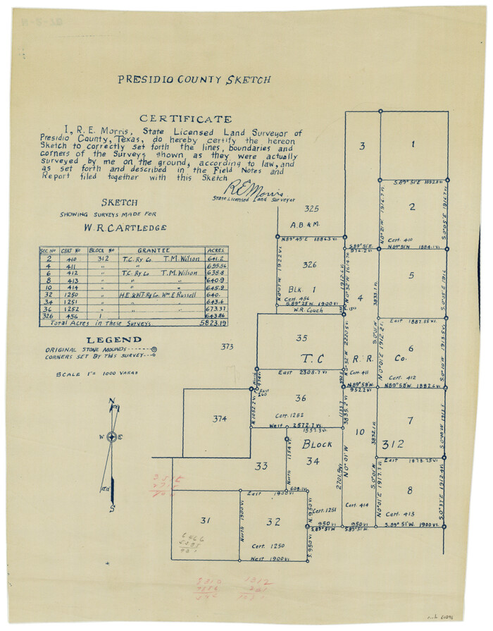 60296, Sketch Showing Surveys Made for W. R. Cartledge, General Map Collection
