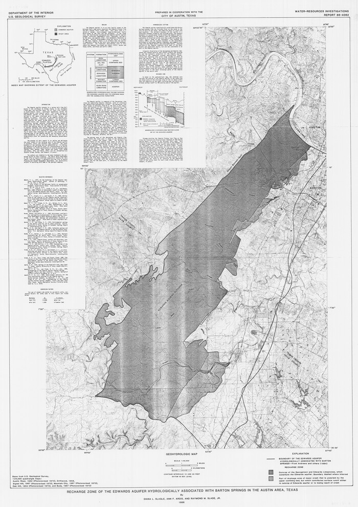 60400, Recharge zone of the Edwards Aquifer hydrologically associated with Barton Springs in the Austin Area, Texas, General Map Collection
