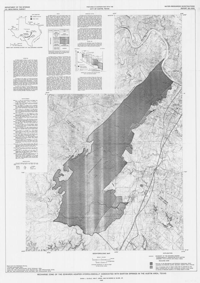 60400, Recharge zone of the Edwards Aquifer hydrologically associated with Barton Springs in the Austin Area, Texas, General Map Collection
