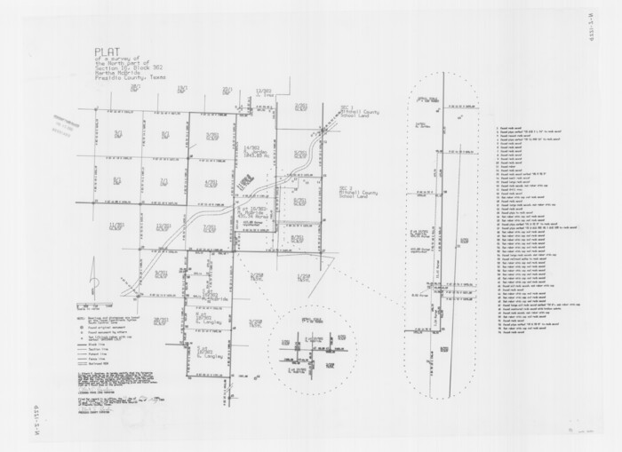 60521, Plat of a survey of the North part of section 16, Block 362, Martha McBride, Presidio County, Texas, General Map Collection