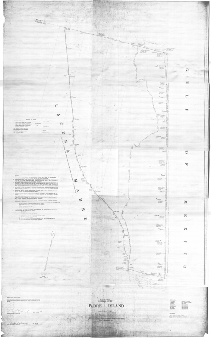 61428, Plat of a survey on Padre Island in Cameron County surveyed for South Padre Development Corporation by Claunch and Associates, General Map Collection