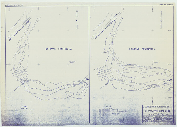 61826, Gulf Intracoastal Waterway - Texas Erosion at the West End of Bolivar Peninsula Comparative Shorelines, General Map Collection