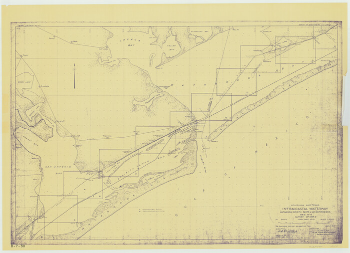 61837, Louisiana and Texas Intracoastal Waterway - Matagorda-Espiritu Santo and San Antonio Bays, Section 8-9, Survey of 1927-8 - Index Sheet 3, General Map Collection