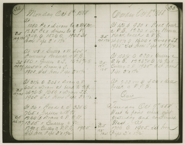 62278, Copy of Surveyor's Field Book, Morris Browning - In Blocks 7, 5 & 4, I&GNRRCo., Hutchinson and Carson Counties, Texas, General Map Collection